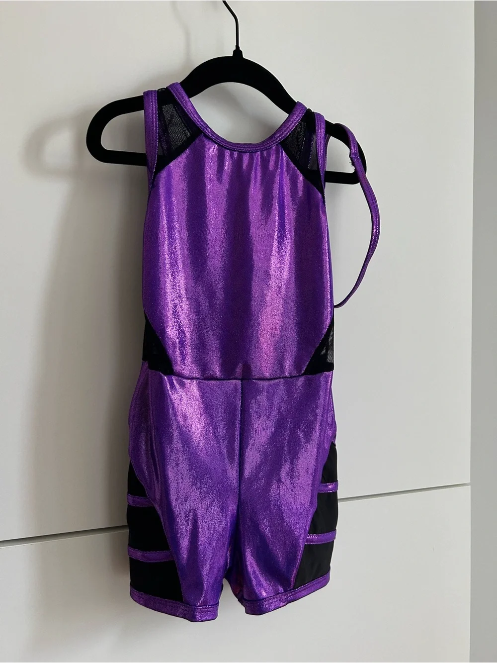 Metallic “ My Vibe” Purple Gymnastics Leotard with Matching Headband - Size SC